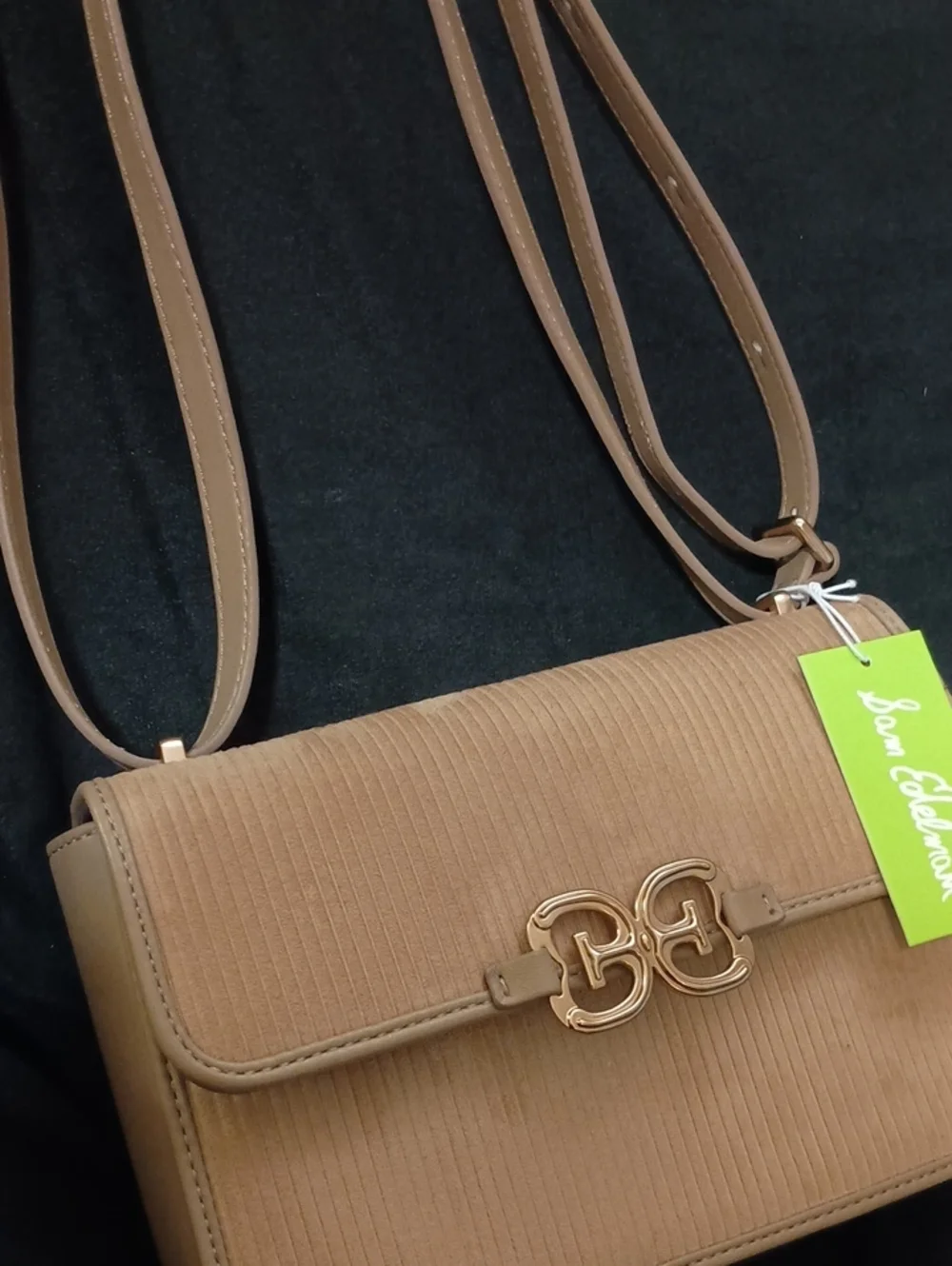 NWT Sam Edelman Crossbody/Over-the-Shoulder Handbag Lt.Brown Corderoy Long Strap